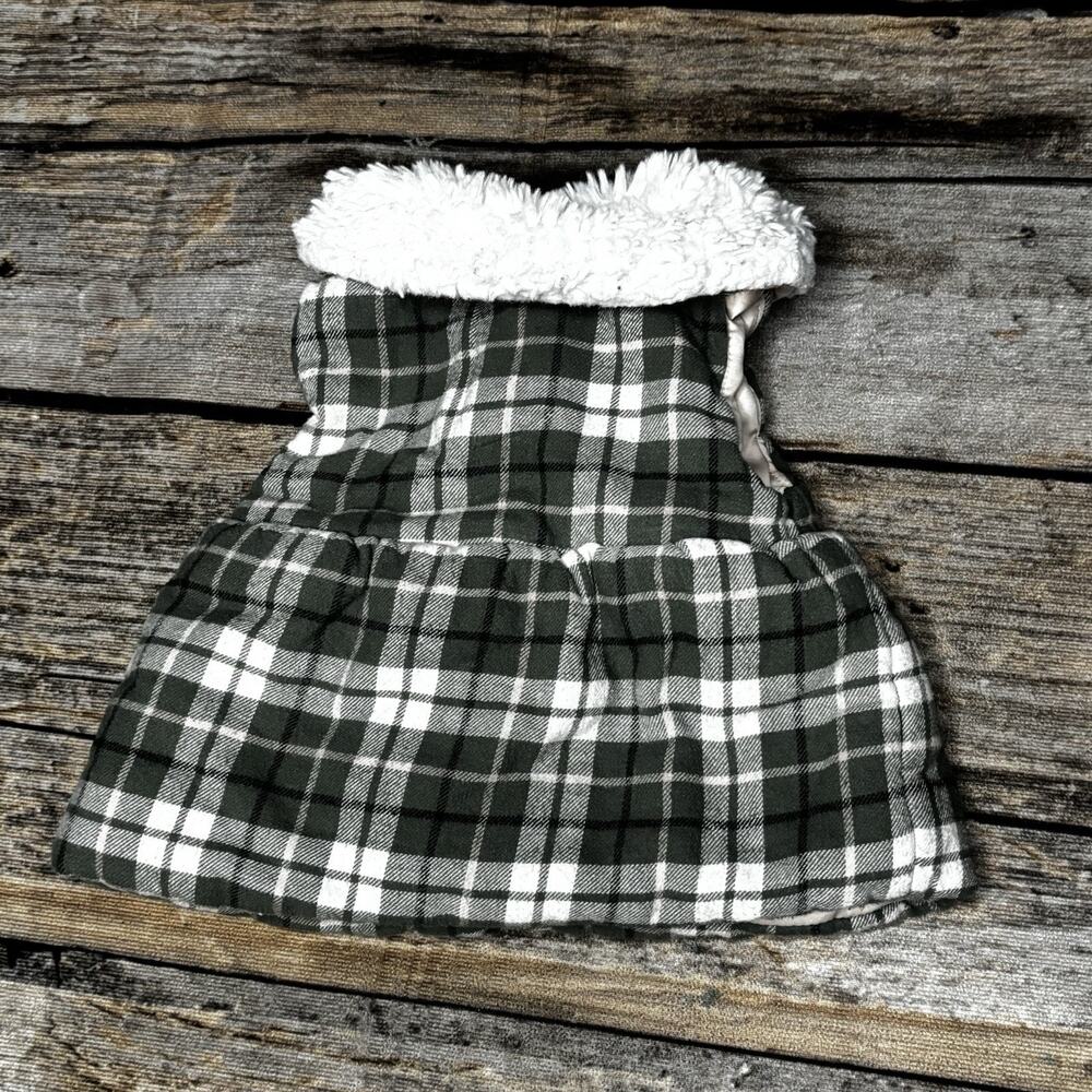 ASPEN Kids Green Plaid Puffer Vest with Faux Fur Collar Girls Size 3–6 Months - Picture 3 of 5
